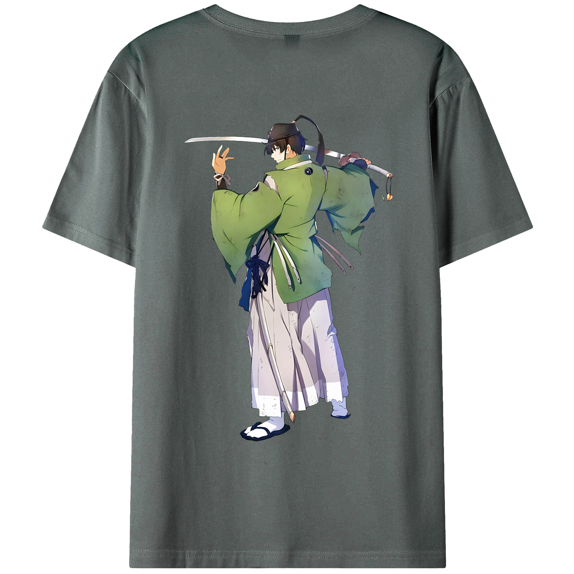（画像用） 刀剣乱舞 Touken Ranbu 綿100％ メンズ半袖Tシャツ（バックプリント） 通気性